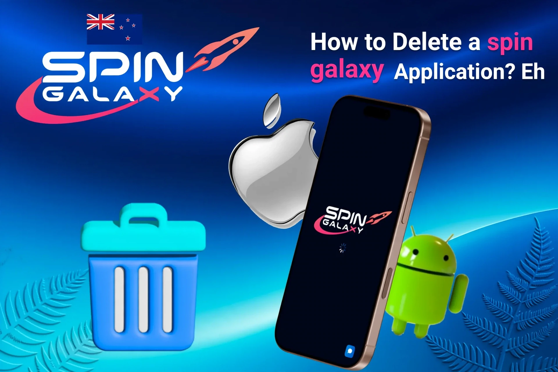 Instructions on how to delete the application from iOS and Android devices, shown with app icons