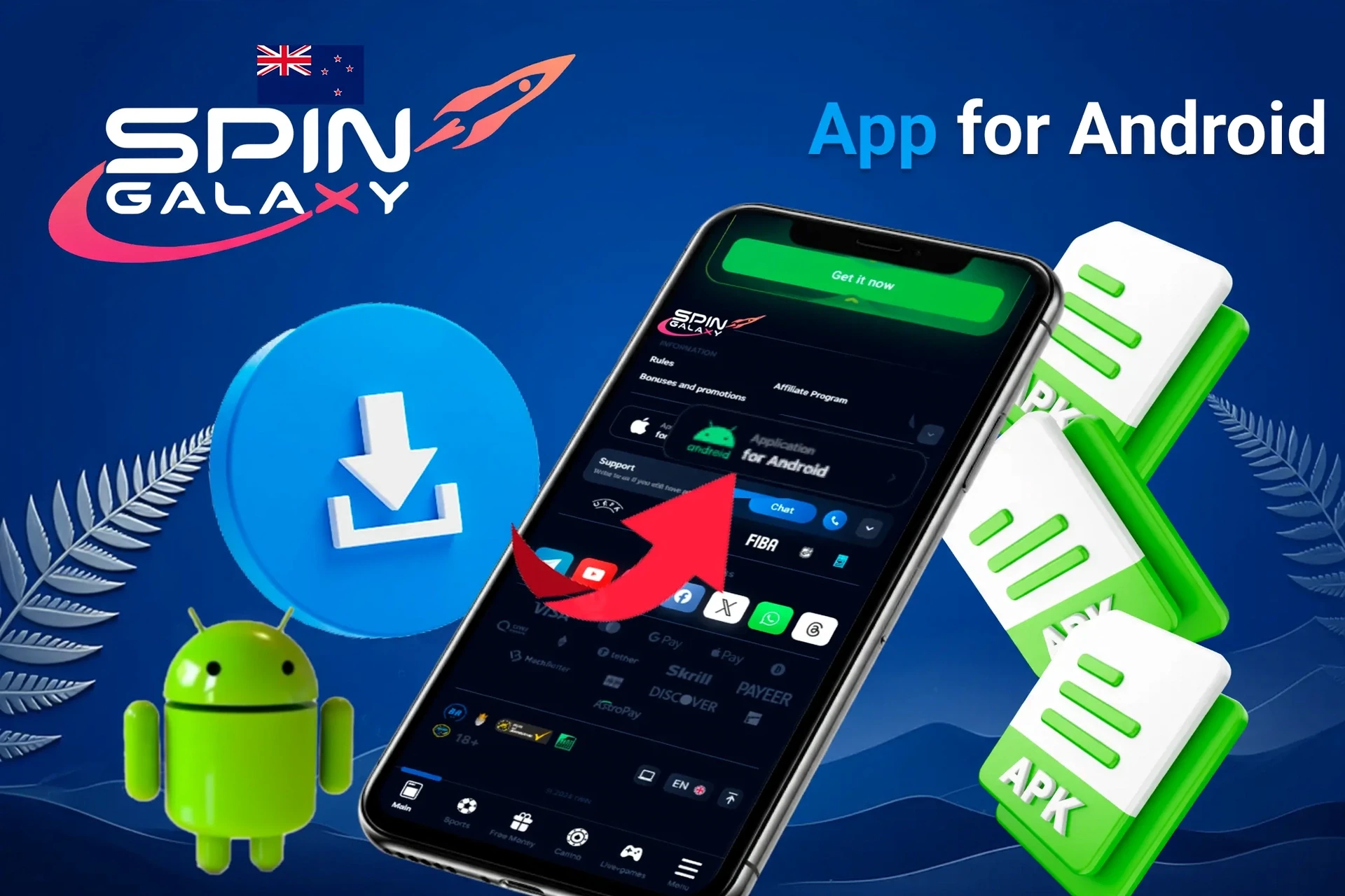 Mobile access on Android with site shortcut icons and Android mascot