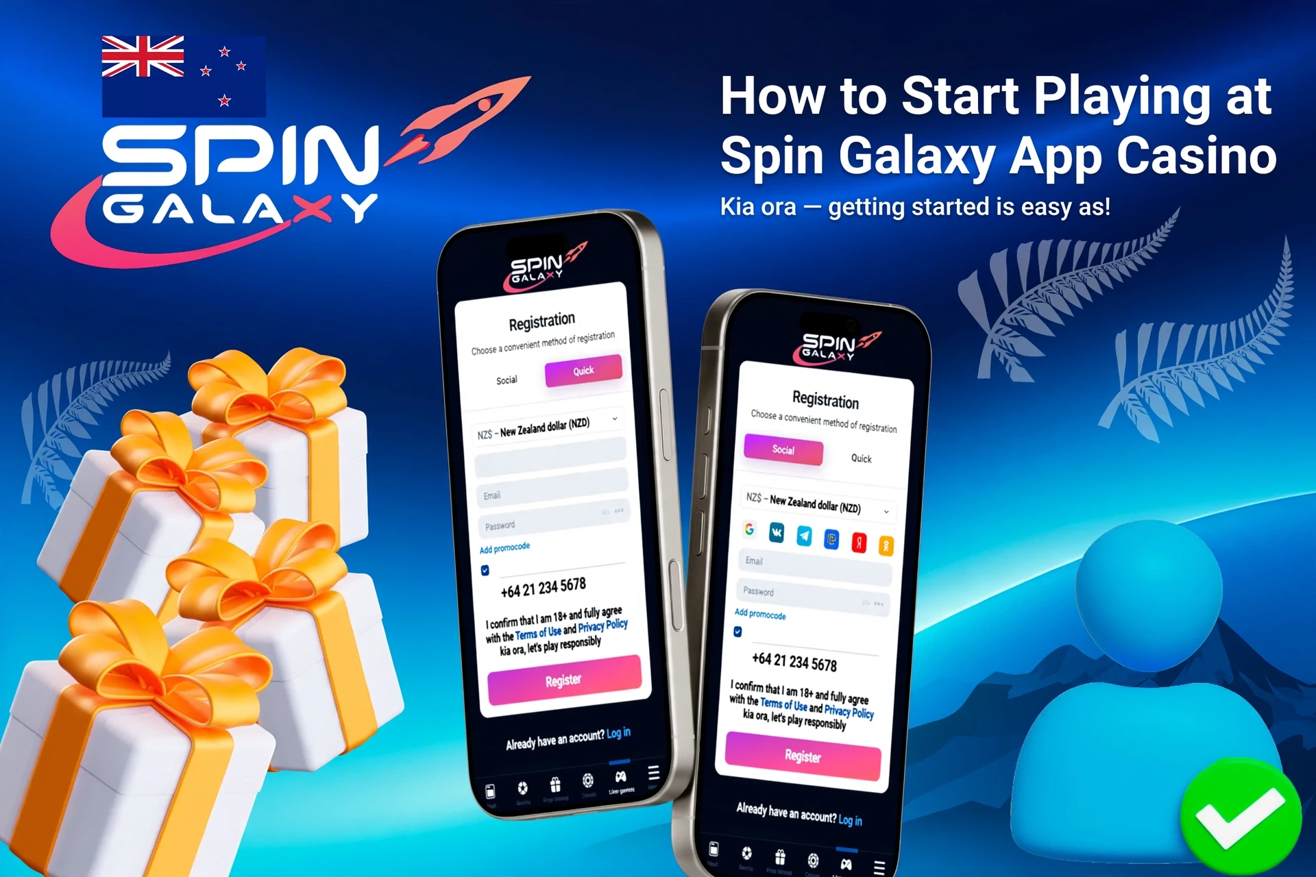 1win app registration screen on mobile with easy-to-follow steps and gift box icons