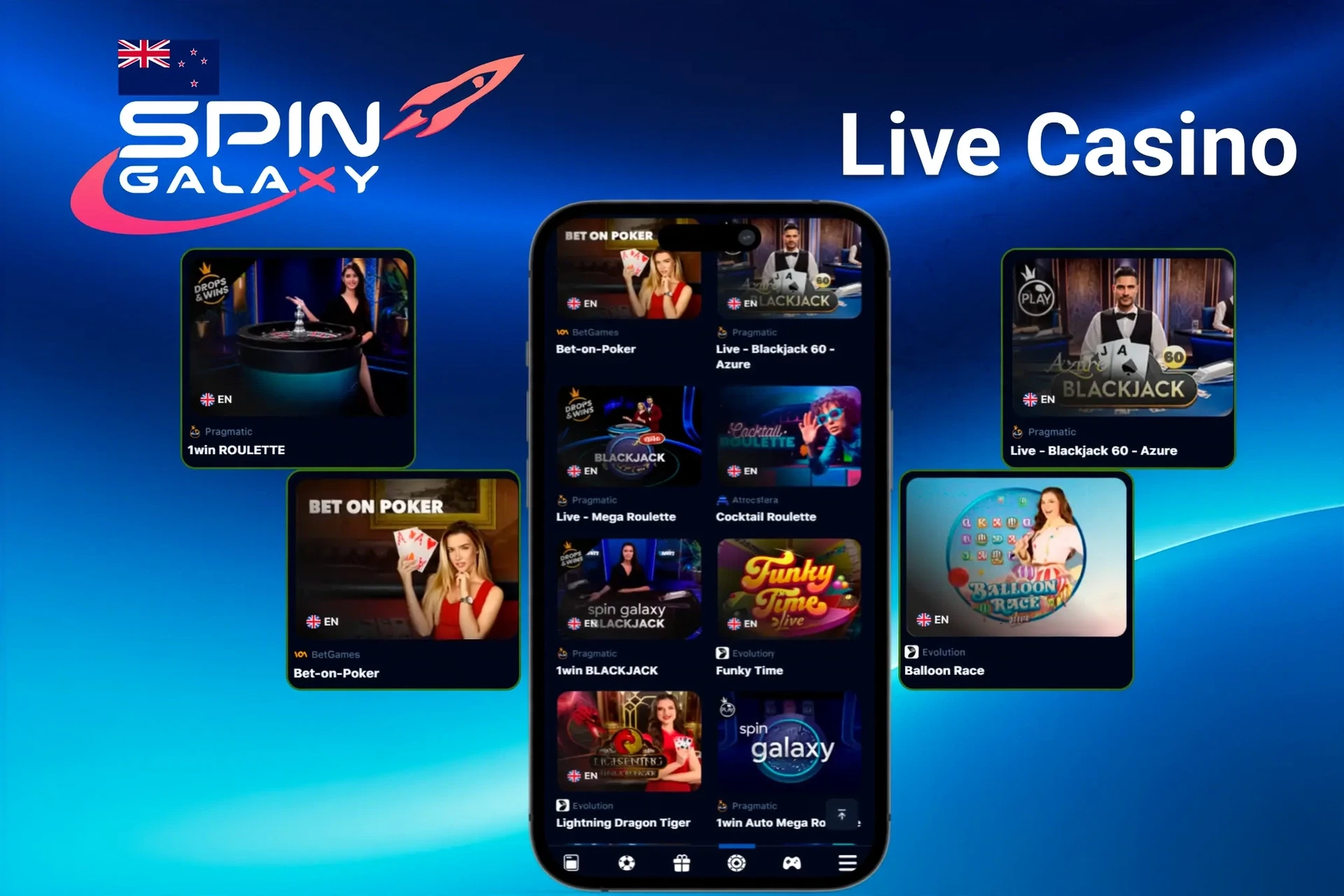 Live casino games presented on mobile and desktop devices