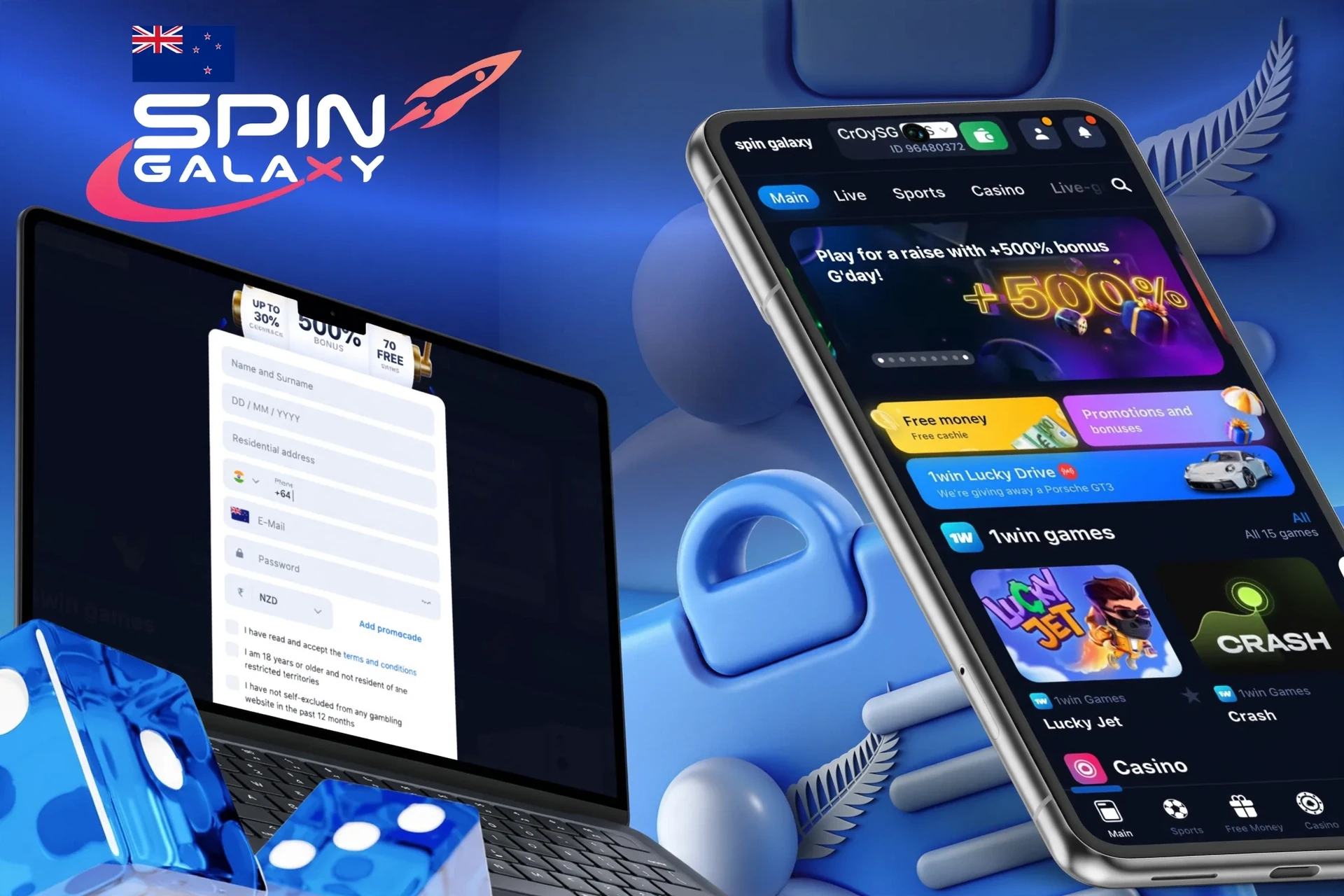 Description of registering with Spin Galaxy and receiving a welcome bonus