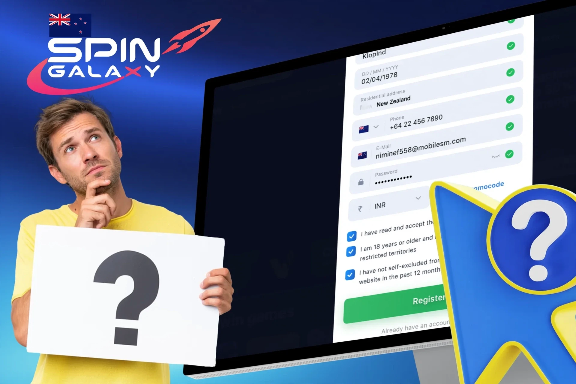 Step-by-step description of the registration process on the website or app