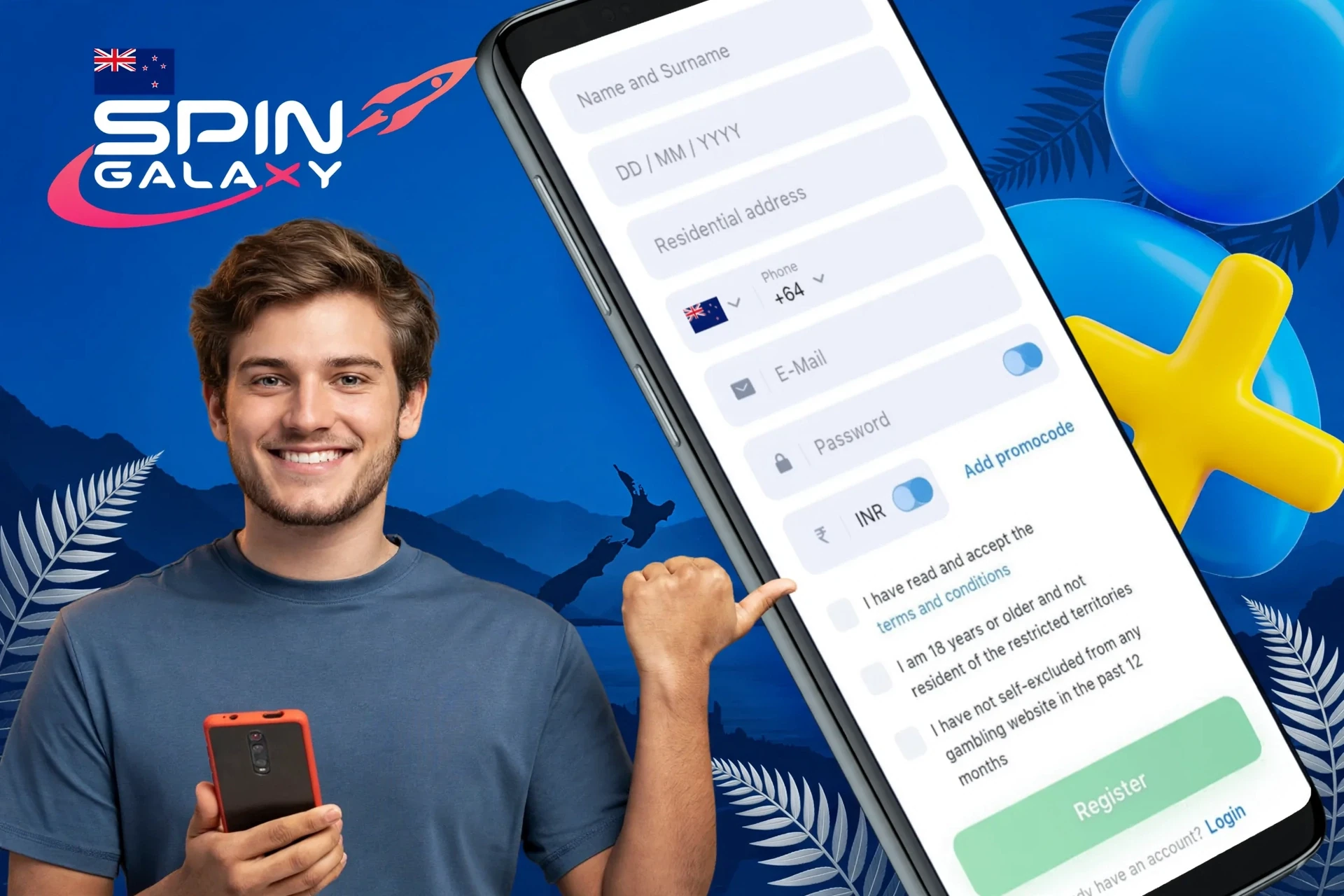 Information about the registration process using the Spin Galaxy mobile application